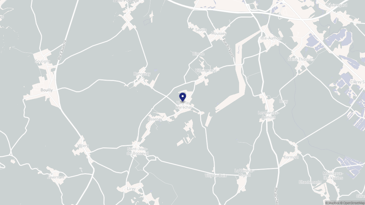 Aperçu cartographique de Villy-le-Maréchal, centré sur la commune