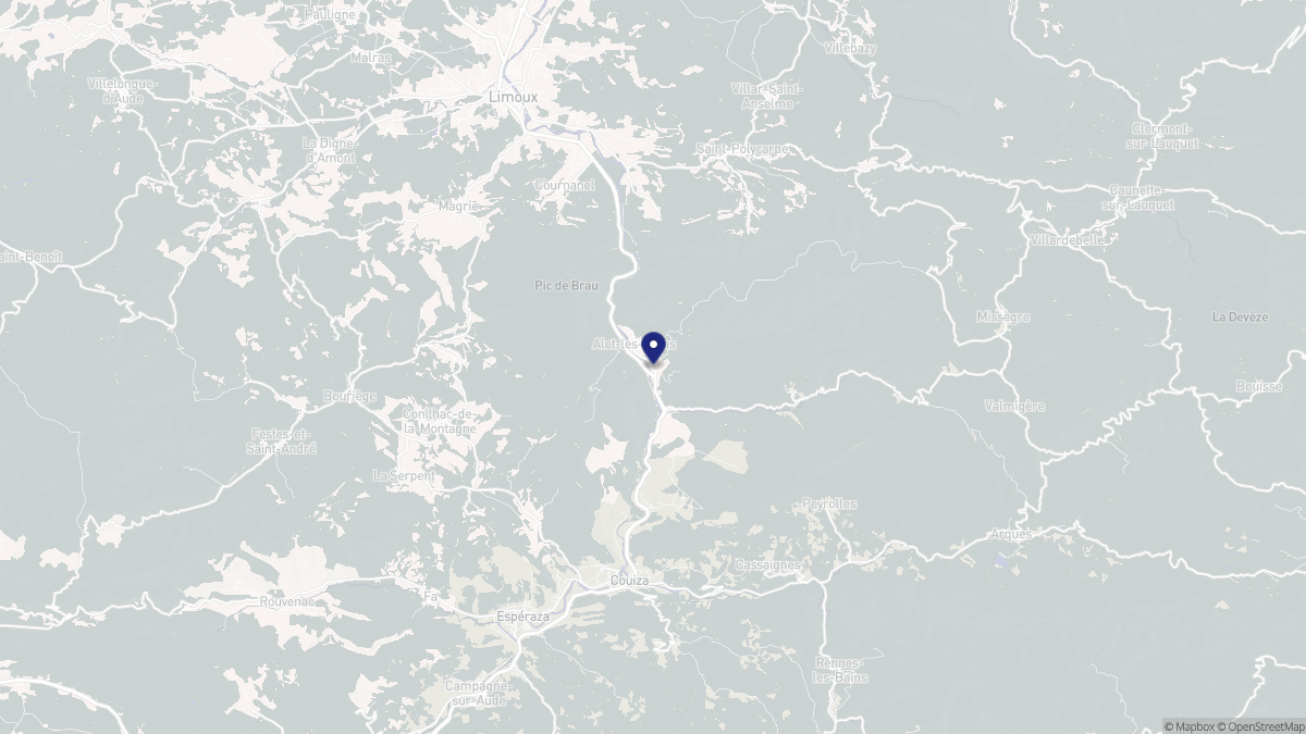 Aperçu cartographique de Alet-les-Bains, centré sur la commune