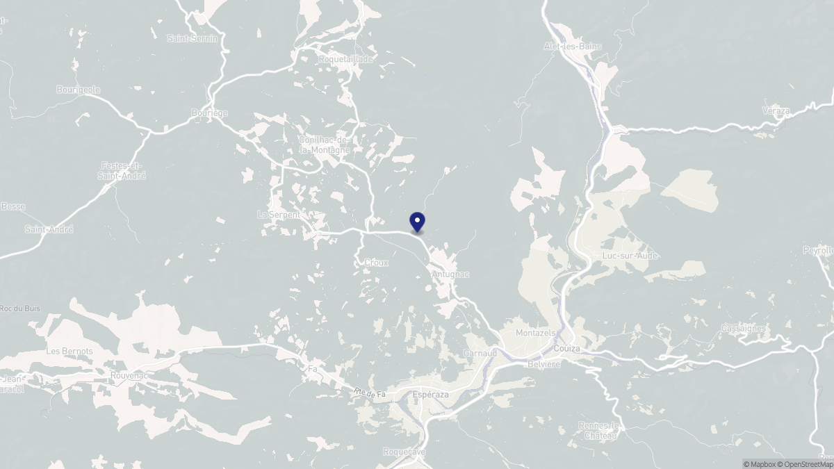 Aperçu cartographique de Antugnac, centré sur la commune