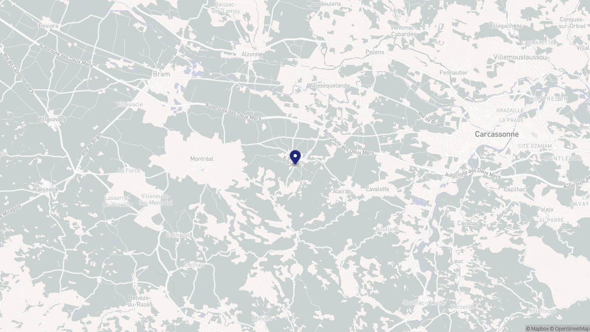 Aperçu cartographique de Arzens, centré sur la commune