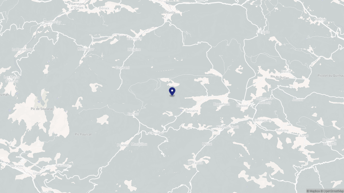 Aperçu cartographique de Belcaire, centré sur la commune