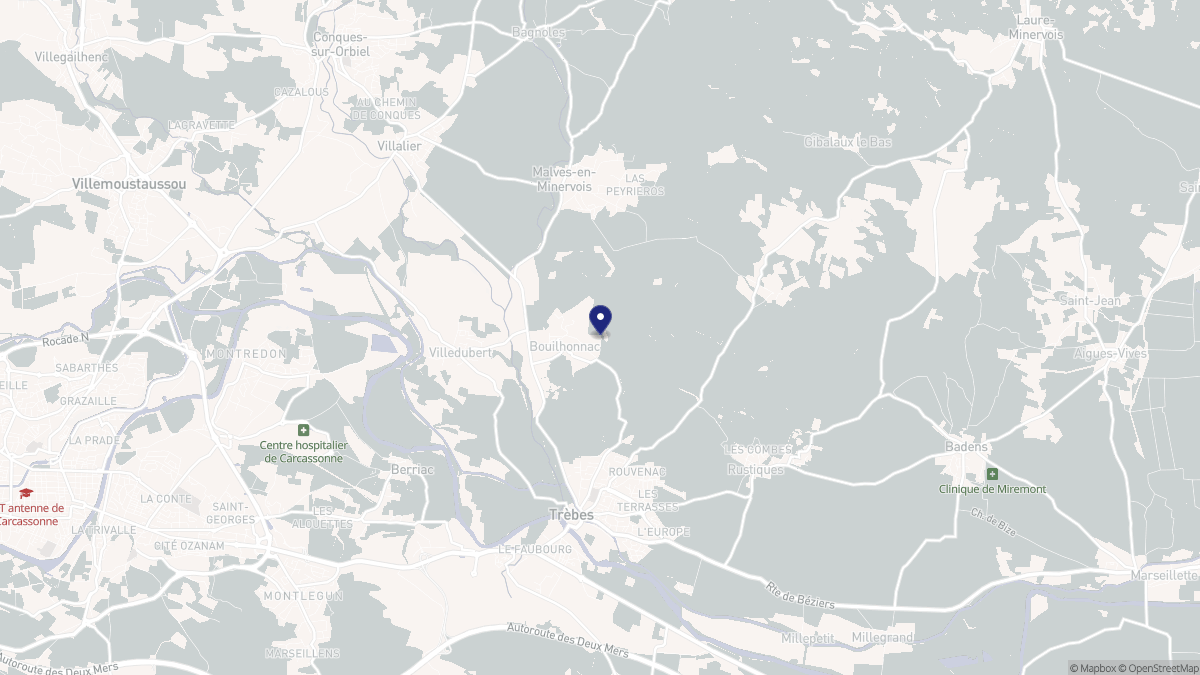 Aperçu cartographique de Bouilhonnac, centré sur la commune