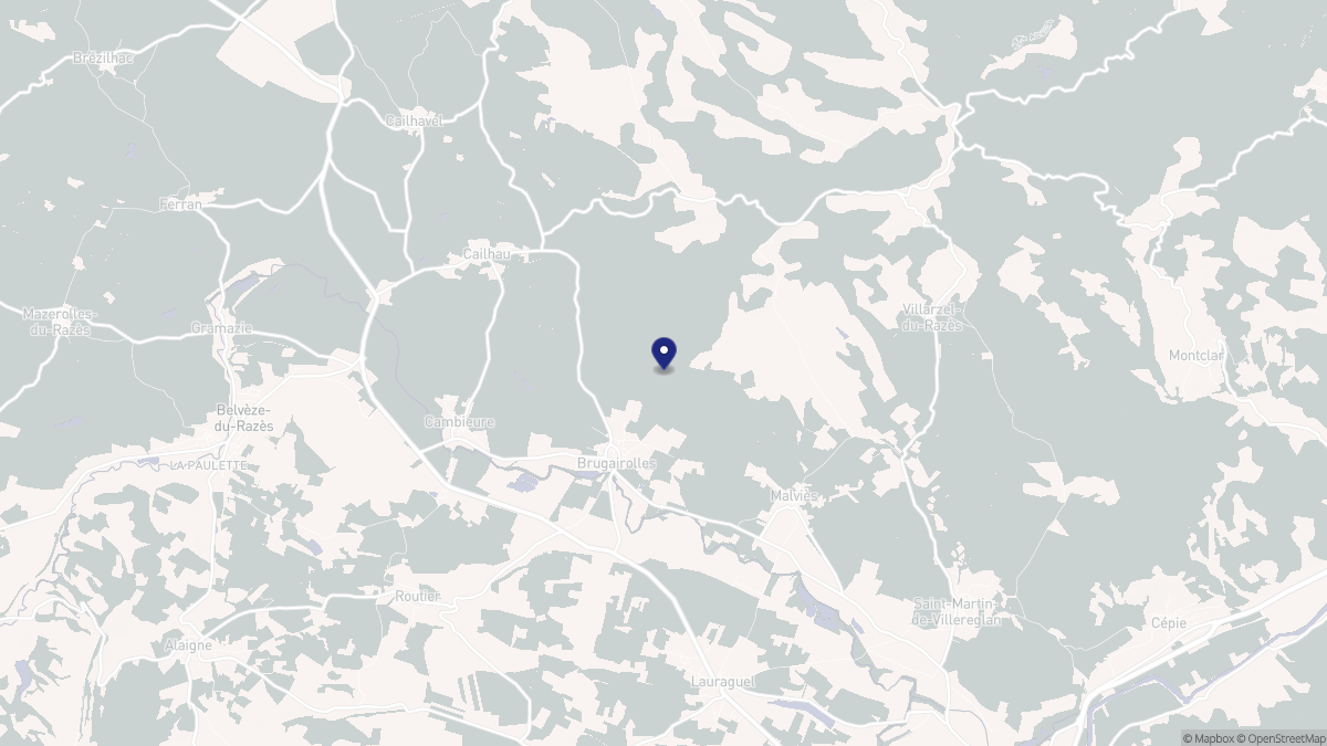 Aperçu cartographique de Brugairolles, centré sur la commune