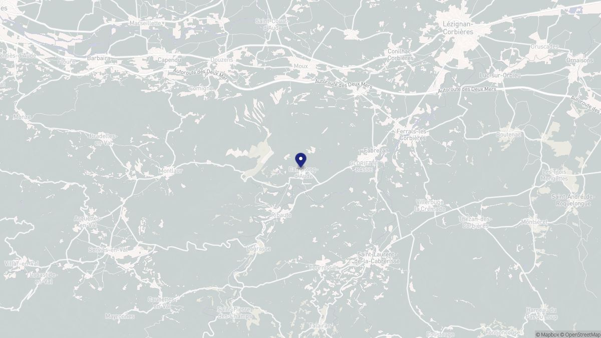 Aperçu cartographique de Camplong-d'Aude, centré sur la commune
