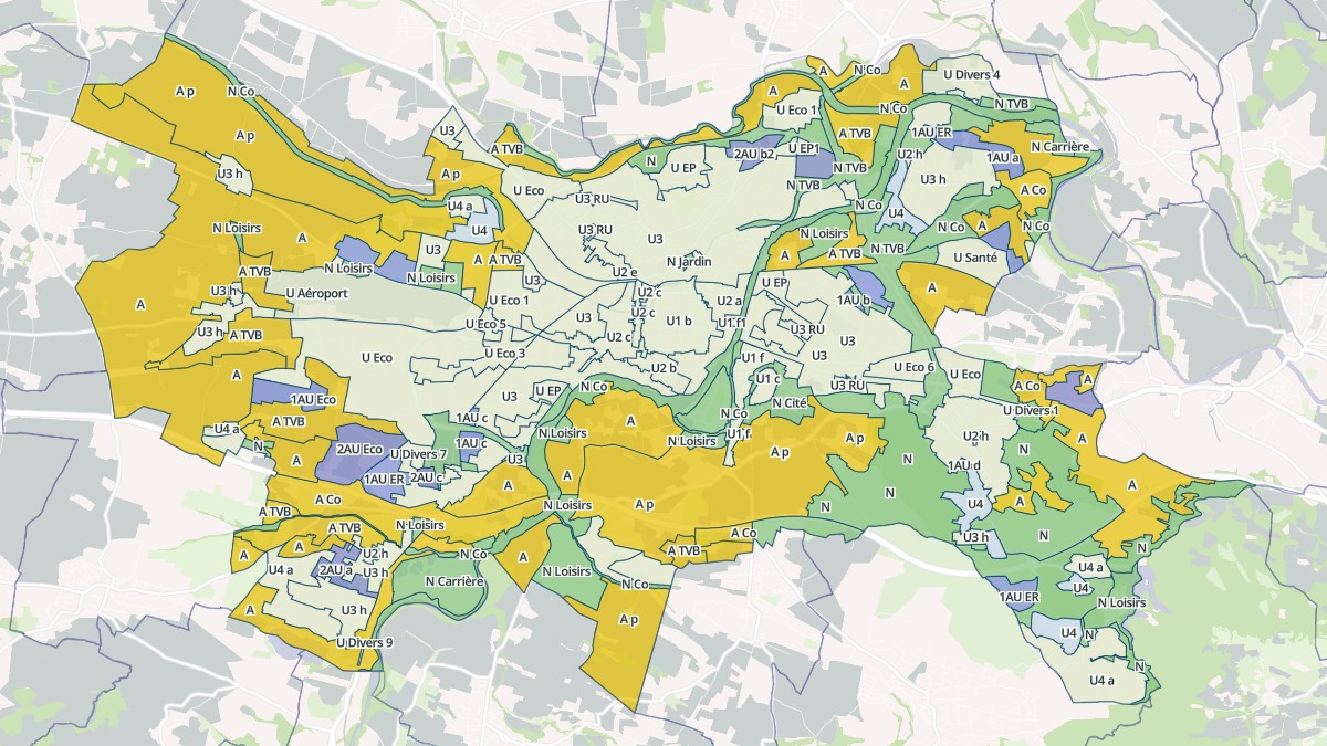 Aperçu cartographique de Carcassonne, centré sur la commune