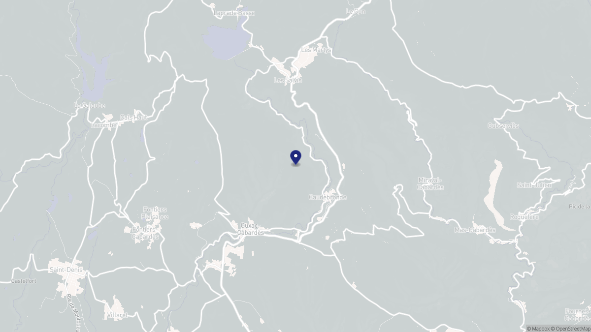 Aperçu cartographique de Caudebronde, centré sur la commune