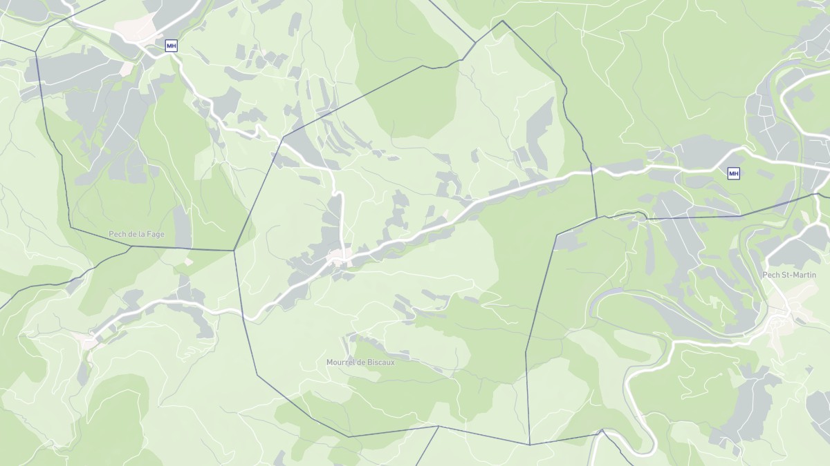 Aperçu cartographique de Caunettes-en-Val, centré sur la commune