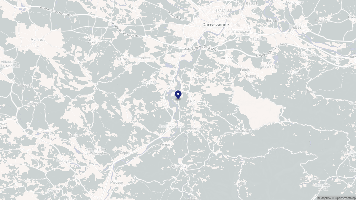 Aperçu cartographique de Couffoulens, centré sur la commune