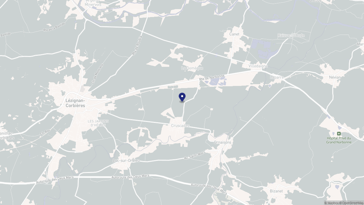 Aperçu cartographique de Cruscades, centré sur la commune