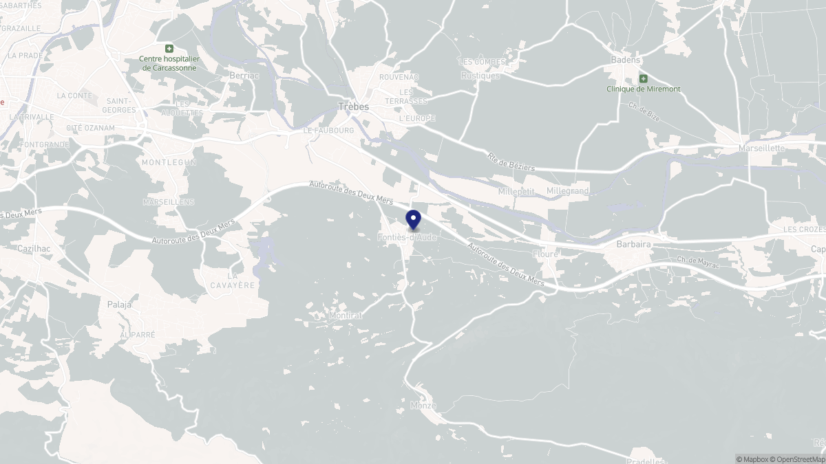 Aperçu cartographique de Fontiès-d'Aude, centré sur la commune