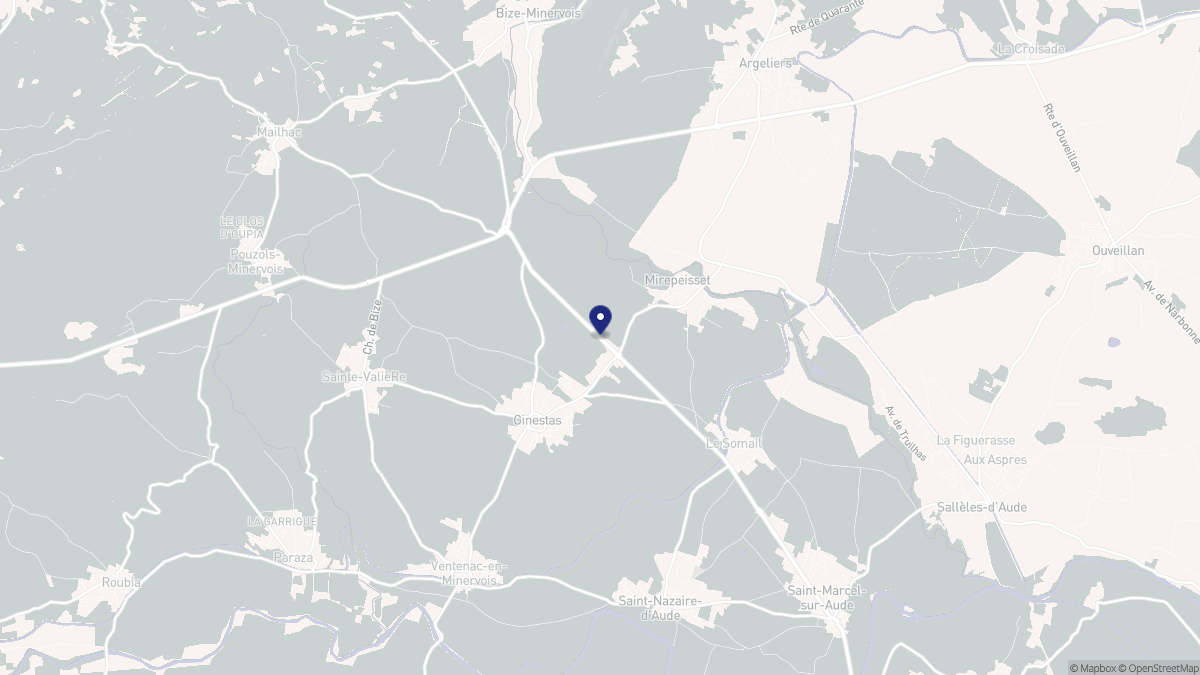 Aperçu cartographique de Ginestas, centré sur la commune