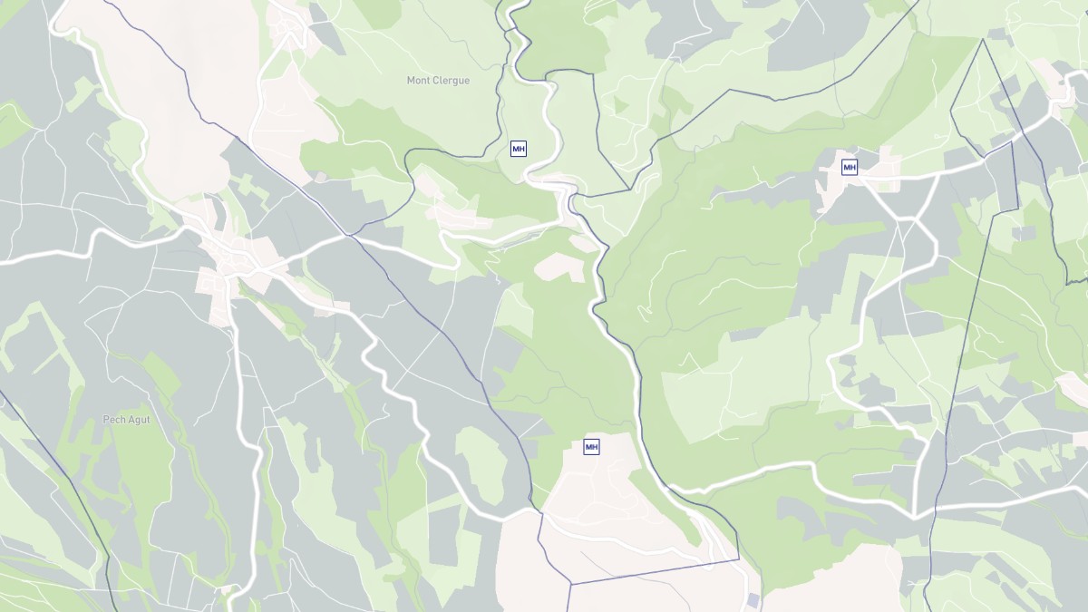 Aperçu cartographique de Lastours, centré sur la commune