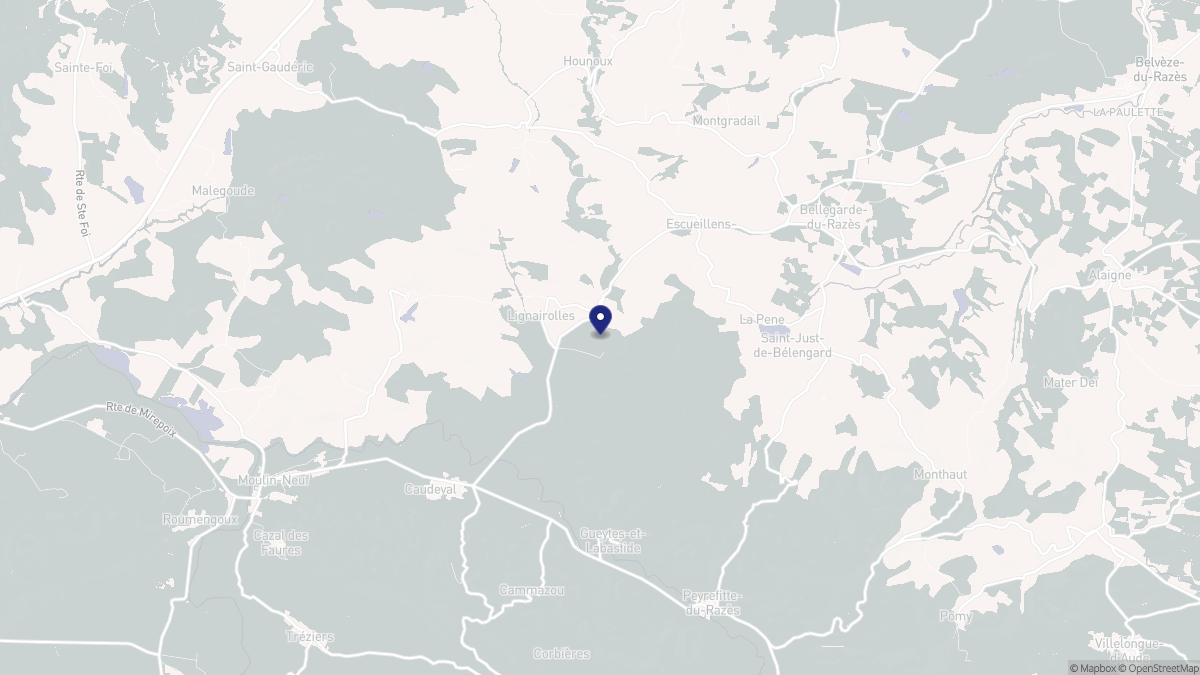 Aperçu cartographique de Lignairolles, centré sur la commune