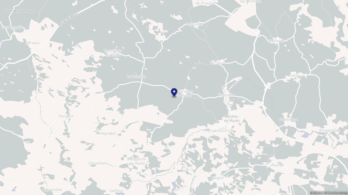 Aperçu cartographique de Mazerolles-du-Razès, centré sur la commune