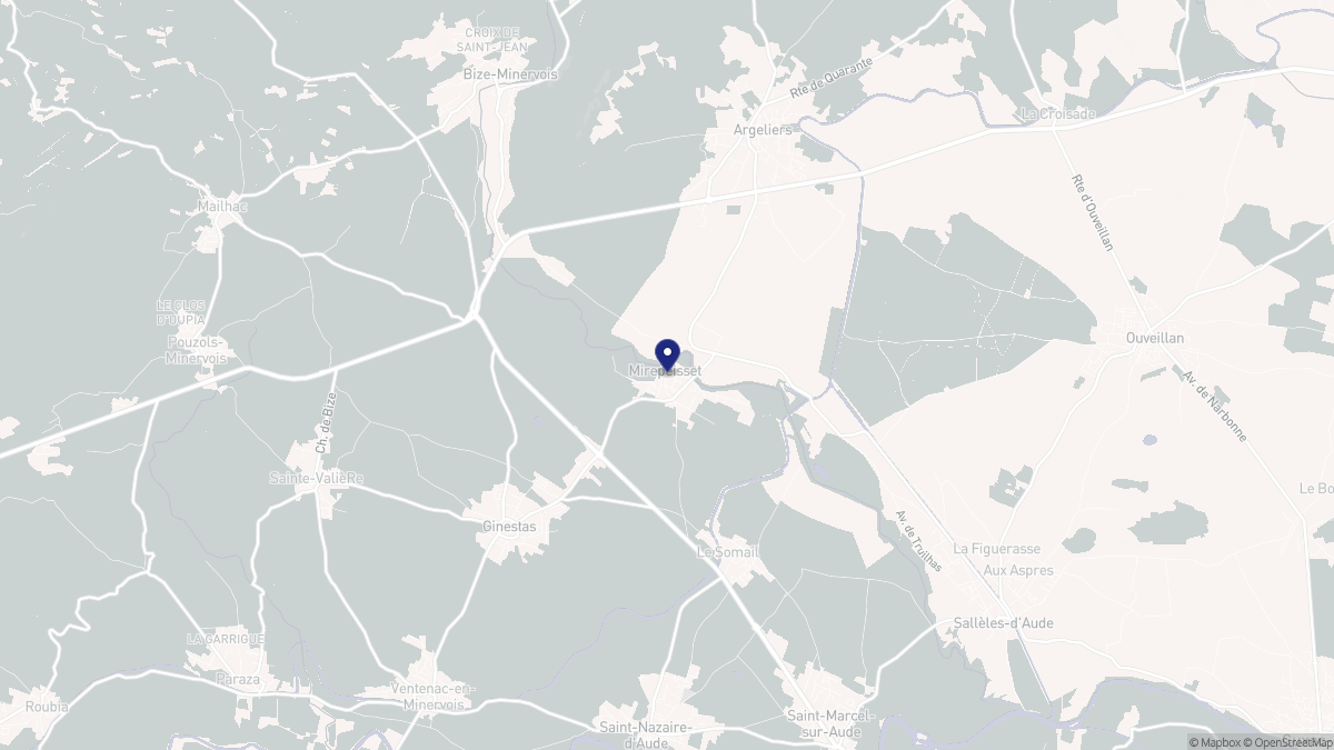 Aperçu cartographique de Mirepeisset, centré sur la commune