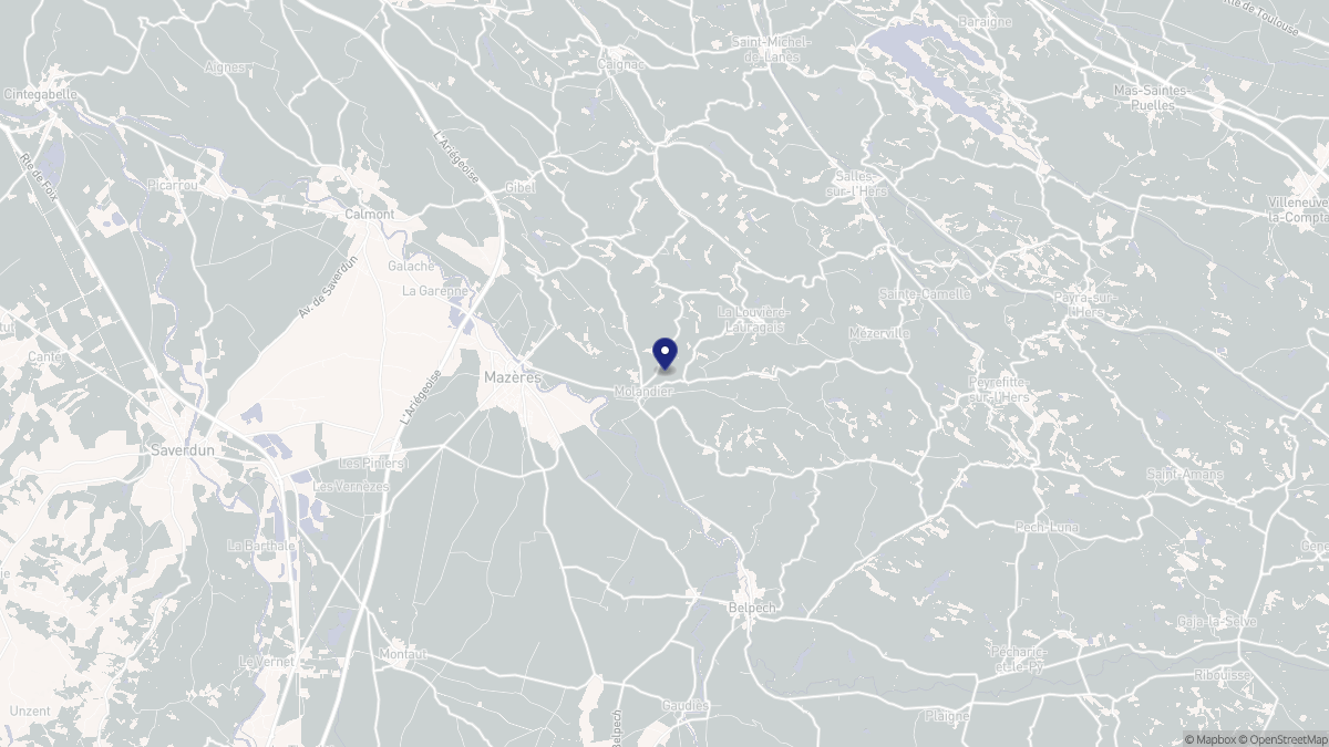 Aperçu cartographique de Molandier, centré sur la commune
