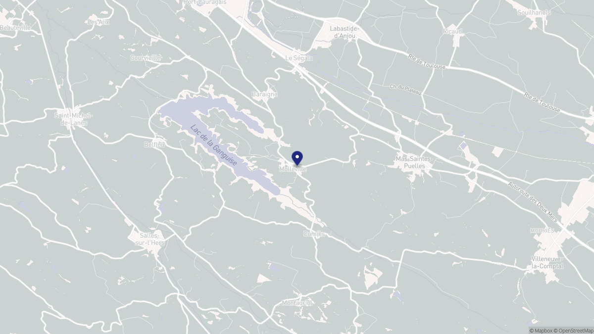 Aperçu cartographique de Molleville, centré sur la commune