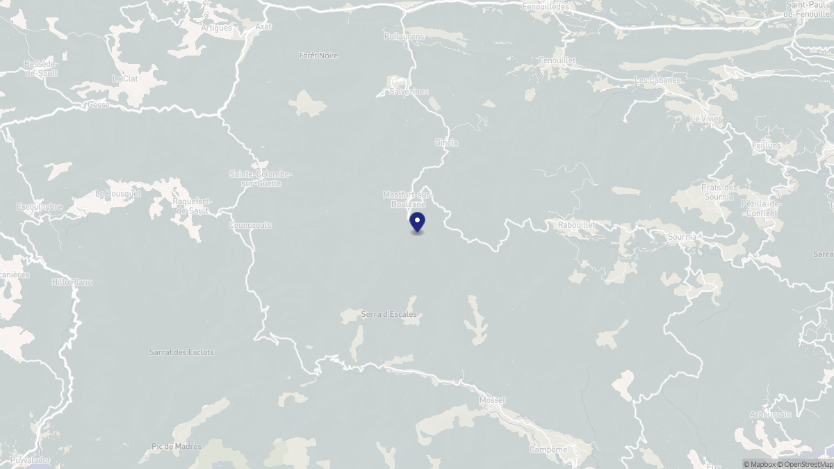 Aperçu cartographique de Montfort-sur-Boulzane, centré sur la commune