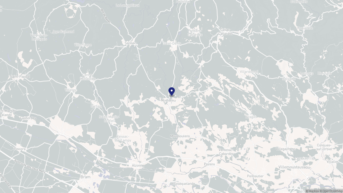 Aperçu cartographique de Montolieu, centré sur la commune