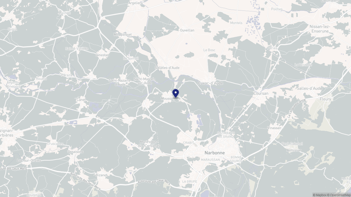 Aperçu cartographique de Moussan, centré sur la commune