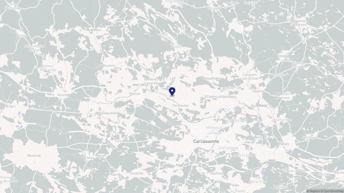 Aperçu cartographique de Pennautier, centré sur la commune
