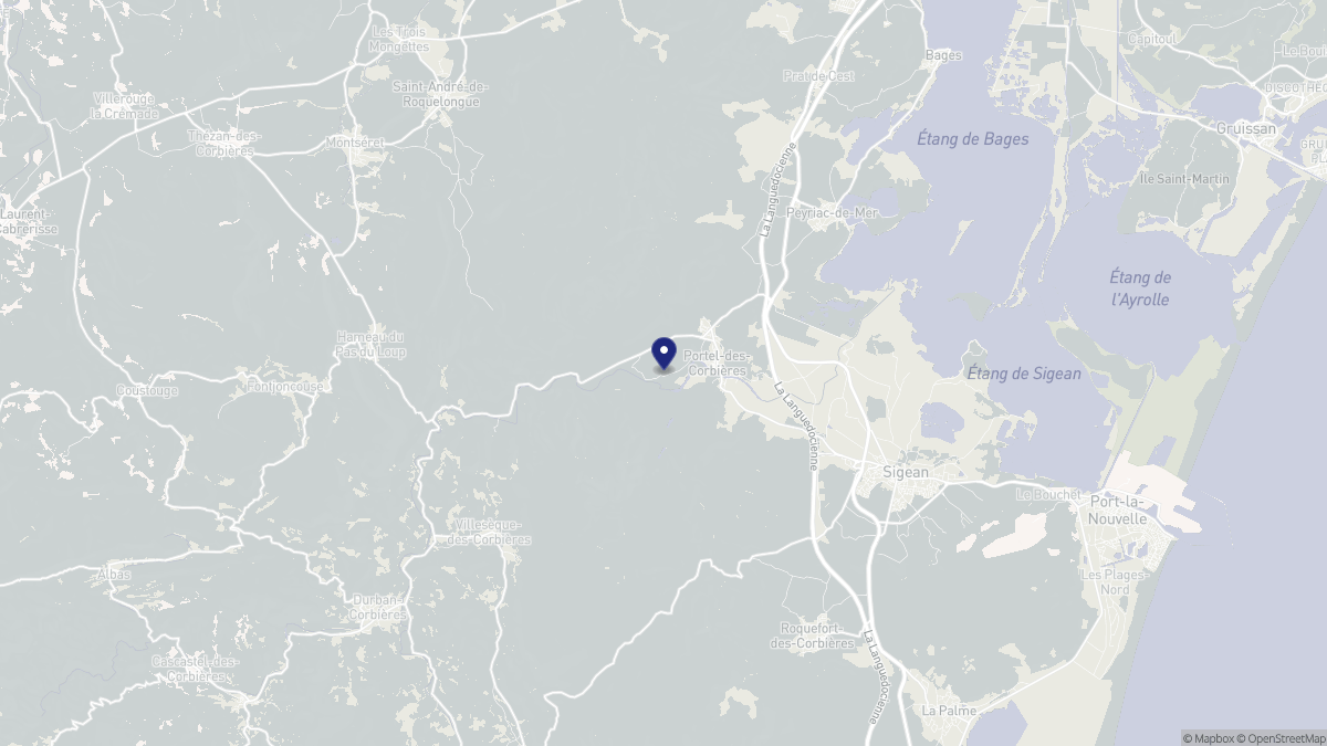 Aperçu cartographique de Portel-des-Corbières, centré sur la commune