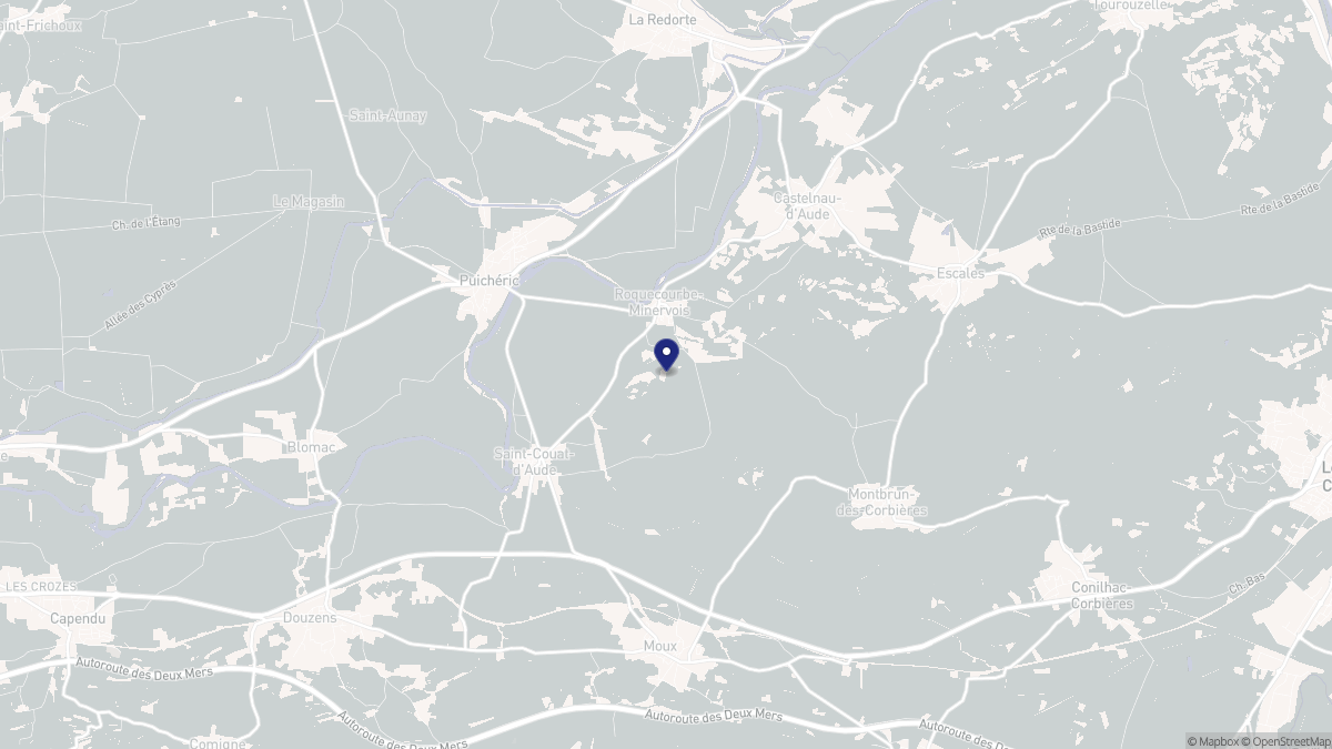 Aperçu cartographique de Roquecourbe-Minervois, centré sur la commune