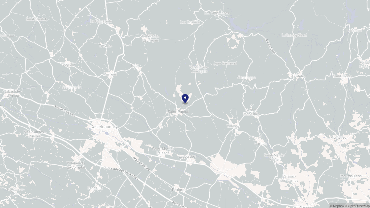 Aperçu cartographique de Saint-Papoul, centré sur la commune