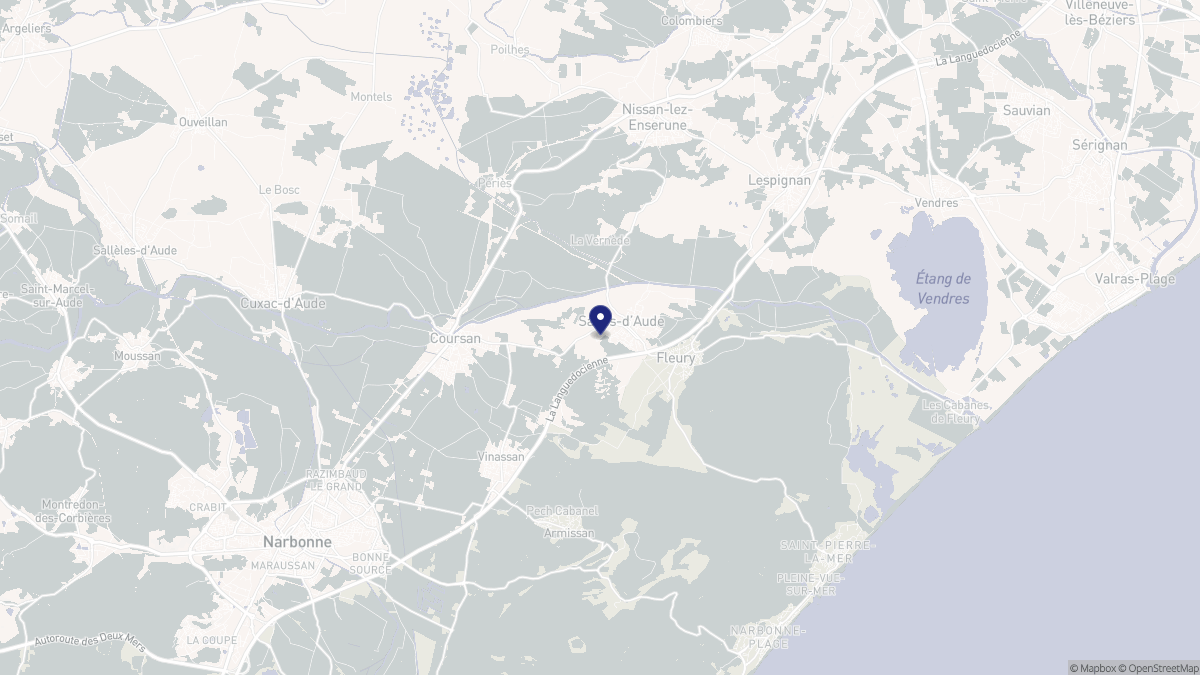 Aperçu cartographique de Salles-d'Aude, centré sur la commune