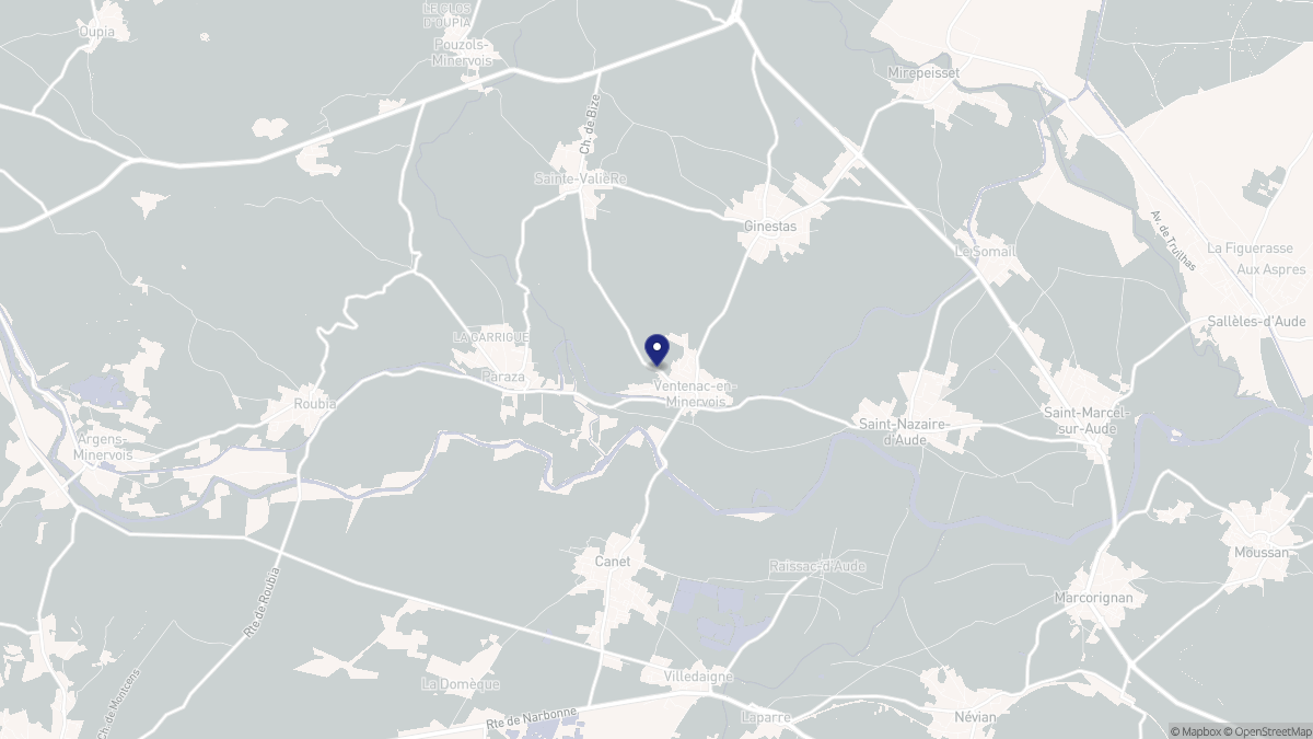 Aperçu cartographique de Ventenac-en-Minervois, centré sur la commune
