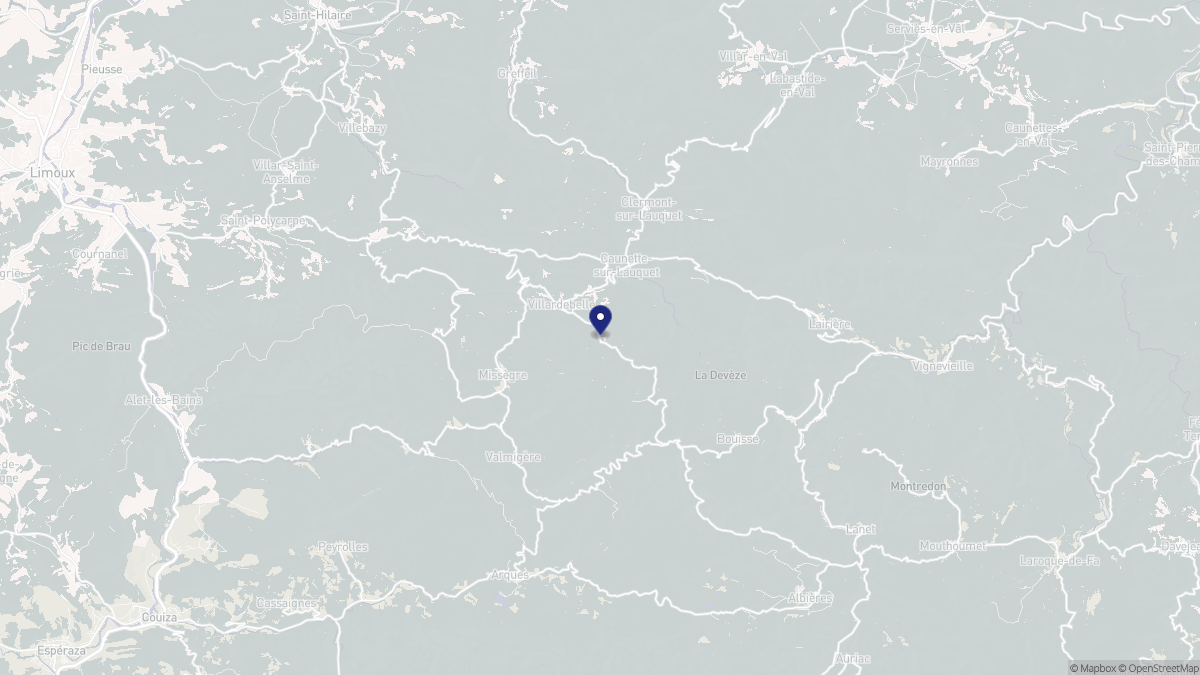 Aperçu cartographique de Villardebelle, centré sur la commune