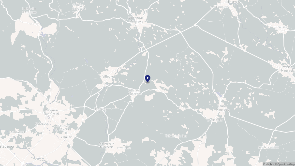 Aperçu cartographique de Villarzel-Cabardès, centré sur la commune