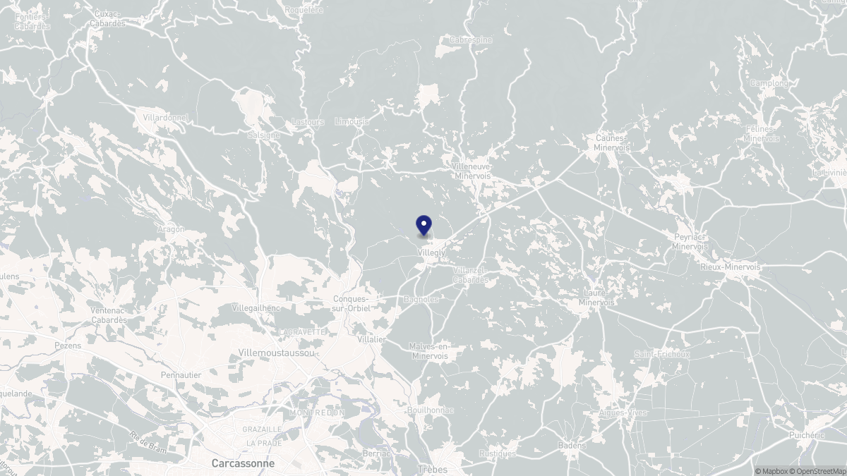 Aperçu cartographique de Villegly, centré sur la commune