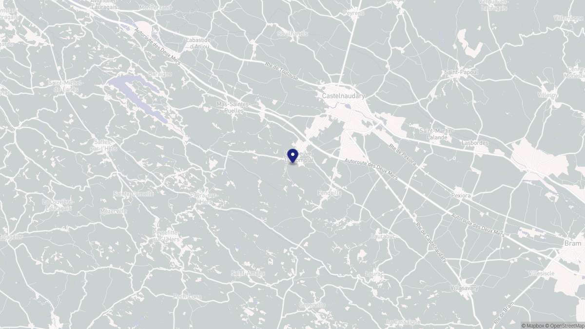 Aperçu cartographique de Villeneuve-la-Comptal, centré sur la commune