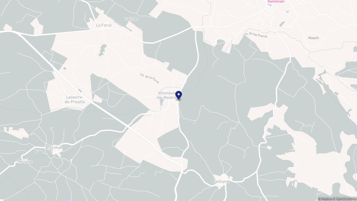 Aperçu cartographique de Villeneuve-lès-Montréal, centré sur la commune