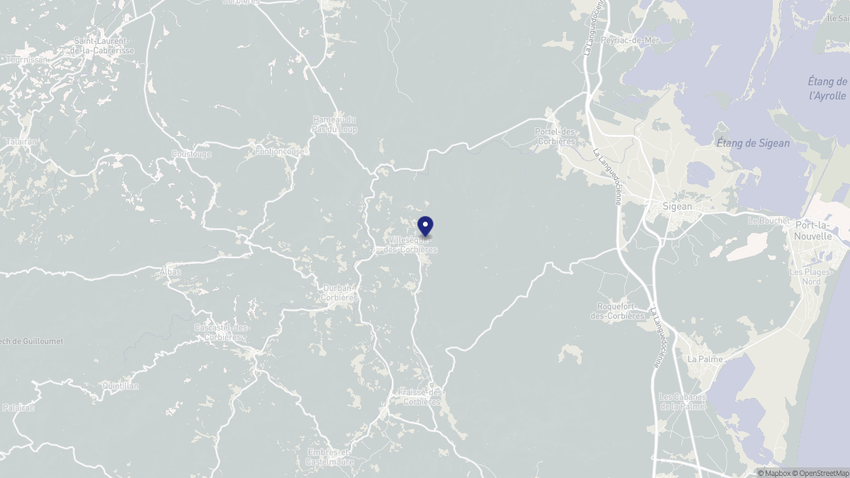 Aperçu cartographique de Villesèque-des-Corbières, centré sur la commune