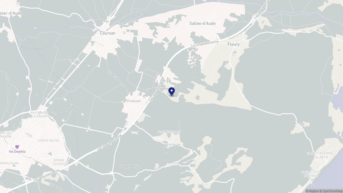Aperçu cartographique de Vinassan, centré sur la commune