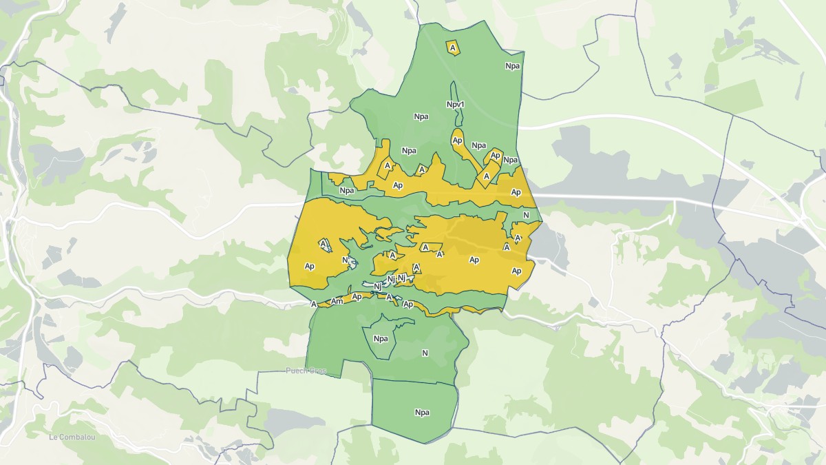 Aperçu cartographique de La Bastide-Pradines, centré sur la commune