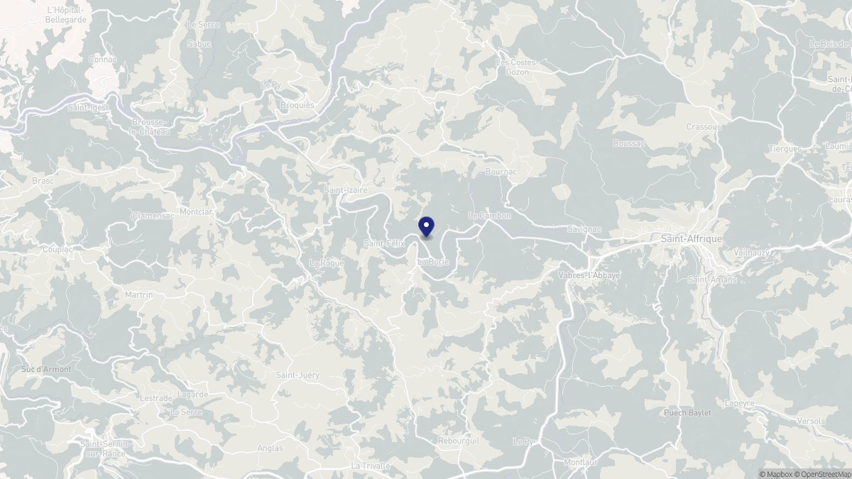 Aperçu cartographique de Calmels-et-le-Viala, centré sur la commune