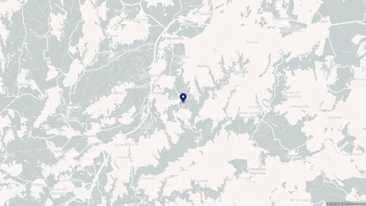 Aperçu cartographique de Camboulazet, centré sur la commune