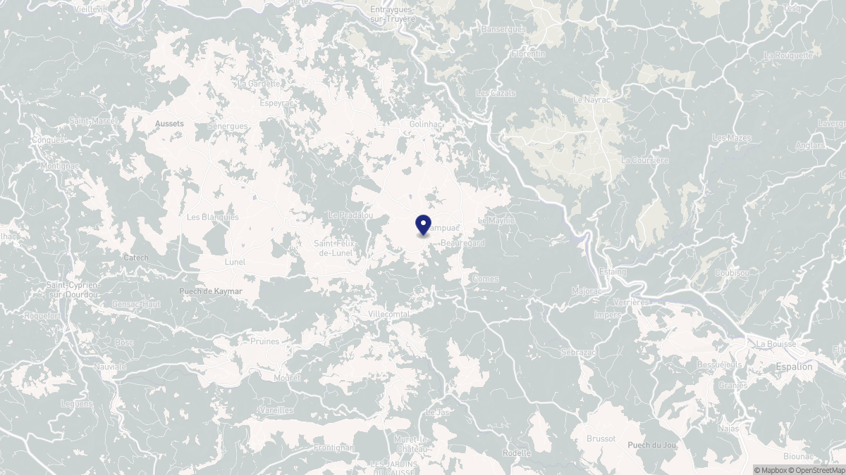 Aperçu cartographique de Campuac, centré sur la commune