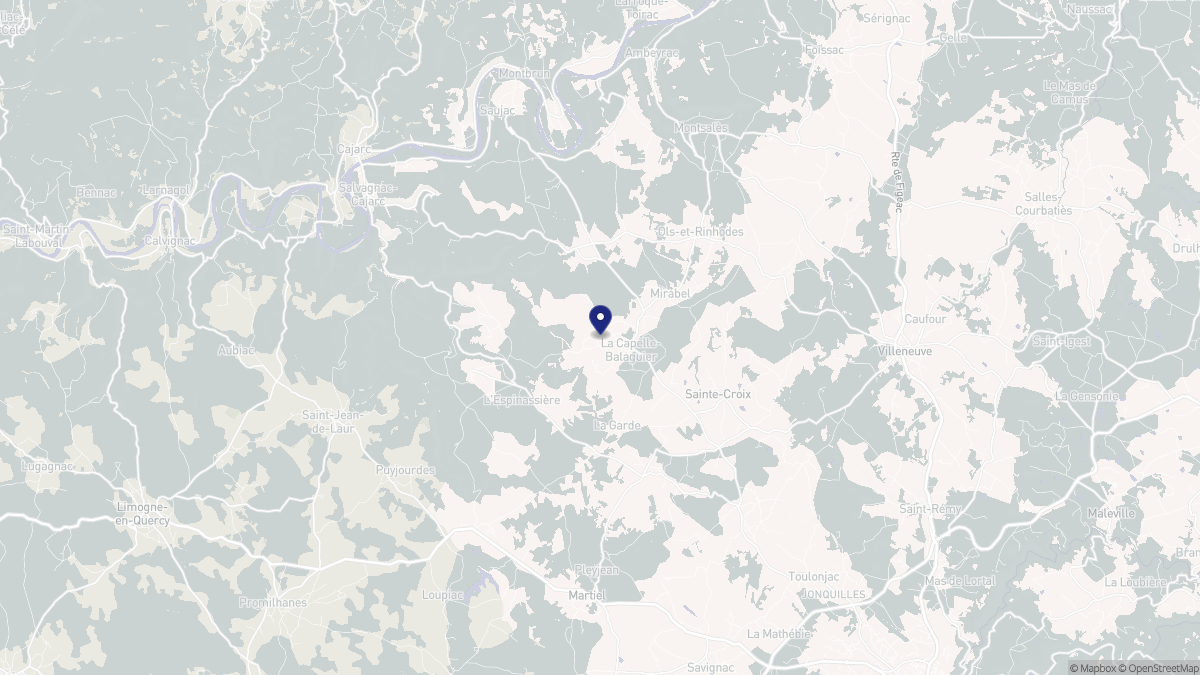 Aperçu cartographique de La Capelle-Balaguier, centré sur la commune