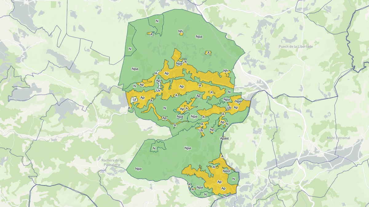 Aperçu cartographique de Cornus, centré sur la commune