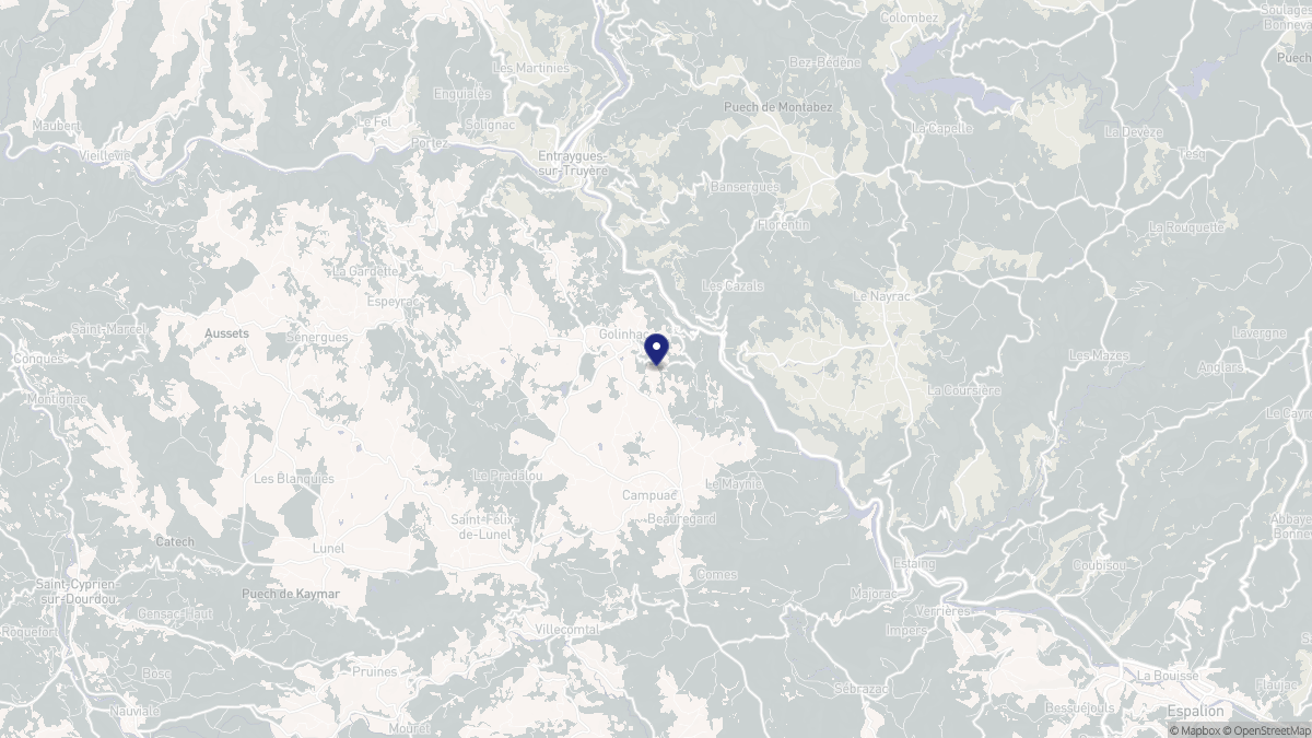 Aperçu cartographique de Golinhac, centré sur la commune