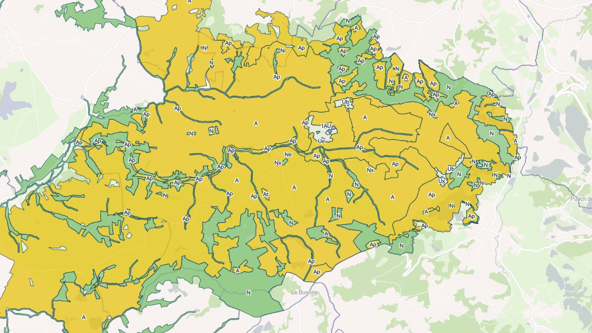 Aperçu cartographique de Goutrens, centré sur la commune