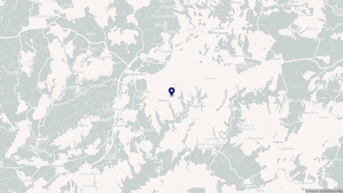 Aperçu cartographique de Manhac, centré sur la commune