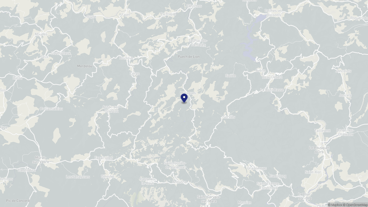 Aperçu cartographique de Mélagues, centré sur la commune