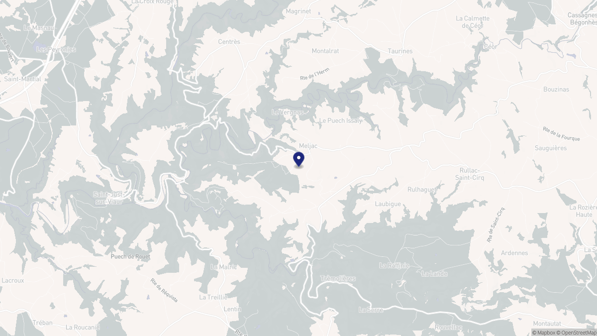 Aperçu cartographique de Meljac, centré sur la commune