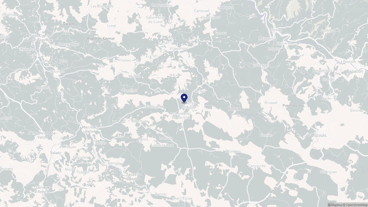 Aperçu cartographique de Muret-le-Château, centré sur la commune