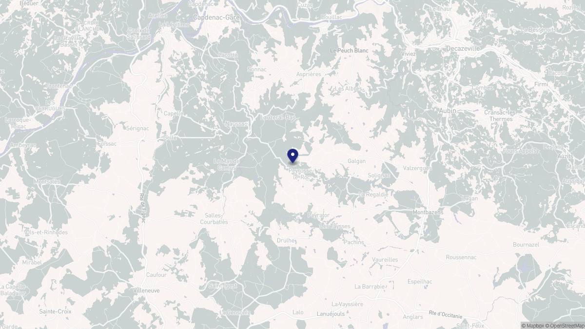 Aperçu cartographique de Peyrusse-le-Roc, centré sur la commune